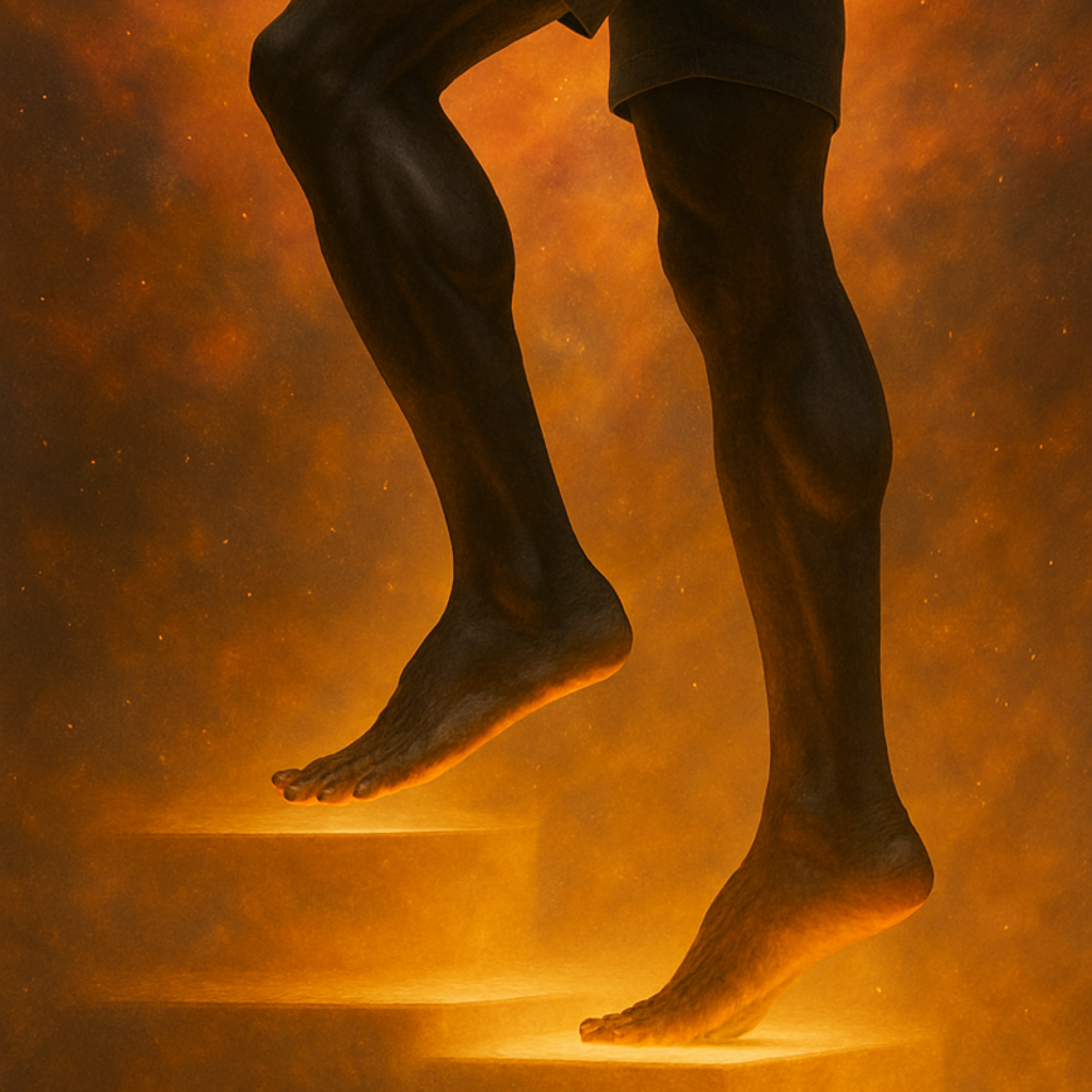 Stepping forward on illuminated steps